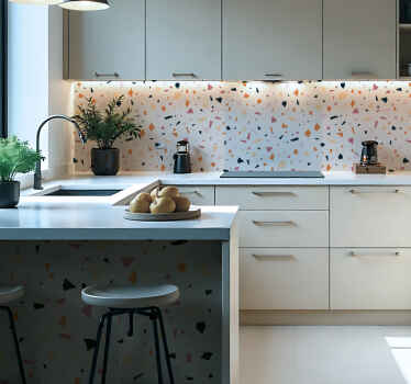 Adesivo per cucina foglio di terrazzo grigio - TenStickers