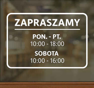 Naklejka na witrynę sklepową proste godziny otwarcia - TenStickers