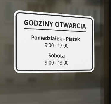 Naklejka na witrynę sklepową białe godziny otwarcia - TenStickers
