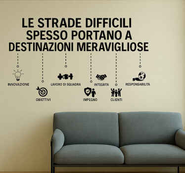 Adesivo per ufficio strade difficili destinazioni meravigliose - TenStickers