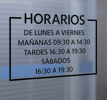 Vinilo escaparate horario de apertura en español - TenVinilo