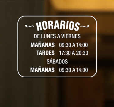 Vinilo escaparate horarios de apertura personalizados - TenVinilo