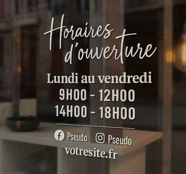 Sticker vitrine heures d'ouverture personnalisées - TenStickers