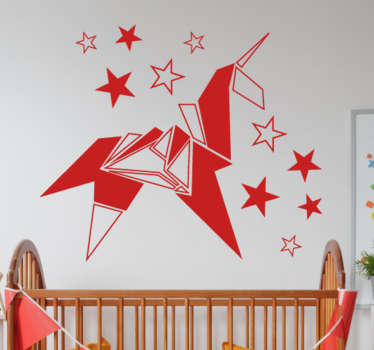 Vinilo infantil unicornio origami - TenVinilo