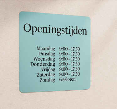 Turquoise openingstijden etalage sticker - TenStickers