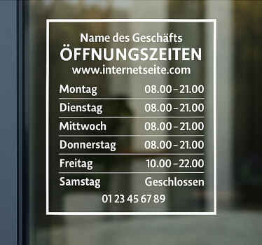 Schaufenster Folie individuelle Öffnungszeiten - TenStickers