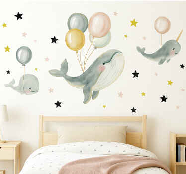 Hvaler og balloner wallsticker dyr - TenStickers