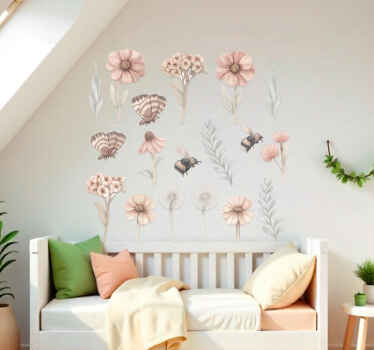Naklejka na ścianę dla dzieci zestaw polnych kwiatów - TenStickers