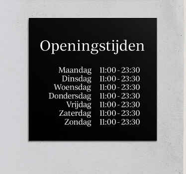 Zwart-wit openingstijden openingstijden - TenStickers
