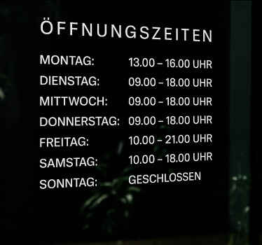 Schaufenster Folie Öffnungszeiten - TenStickers