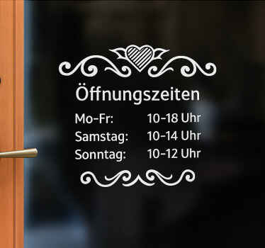Schaufenster Folie Öffnungszeiten mit herz - TenStickers