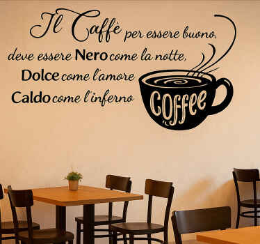 Adesivo chef il caffè deve essere nero come la notte - TenStickers