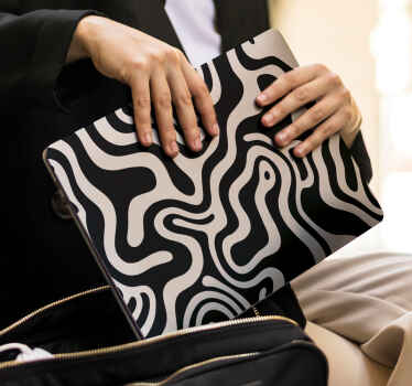 Abstrakt sort mønster på hvid baggrund klistermærke til bærbar - TenStickers