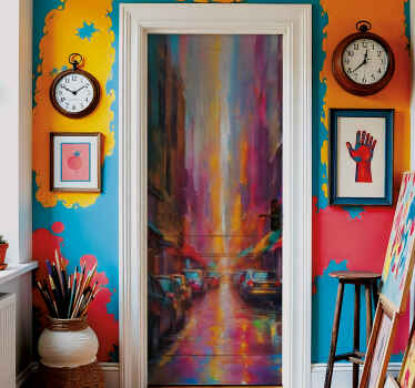 Mestna ulična umetnost nalepka za vrata - TenStickers