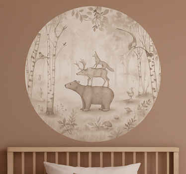 Bosdieren rond muursticker - TenStickers