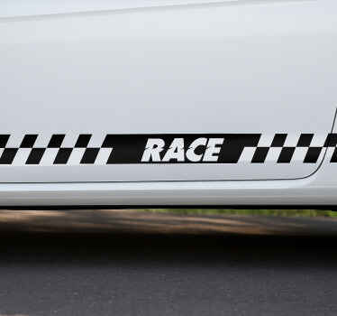 Race Checkered Side Stripe car sticker - TenStickers