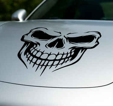 Car sticker grinning skull hood - TenStickers