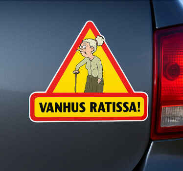 Varoitus iäkkäästä kuljettajasta autotarra - Tenstickers
