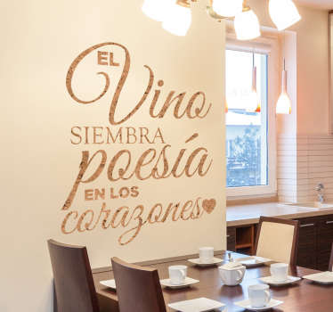 Vinilo para comedor sobre vino Dante simulación corcho - TenVinilo