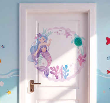 Door sticker mermaid for kids room - TenStickers