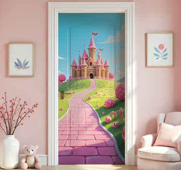 Door sticker princess castle for kids room - TenStickers