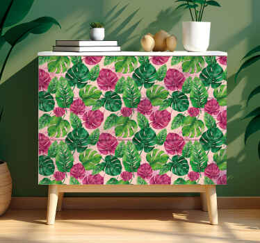 Colorful tropical leaves furniture sticker - TenStickers