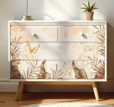 Furniture sticker with golden tropical design - TenStickers