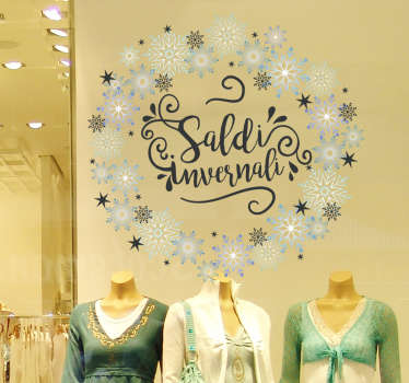 Vetrofania per saldi invernali con neve - TenStickers