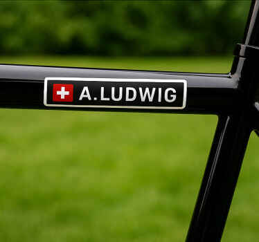 Fahrrad aufkleber name mit flagge - TenStickers