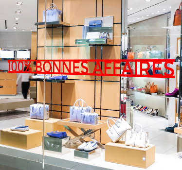 Sticker vitrine soldes 100% bonnes affaires - TenStickers