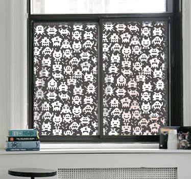Sticker fenêtre motif geek monstres pixelisés - TenStickers