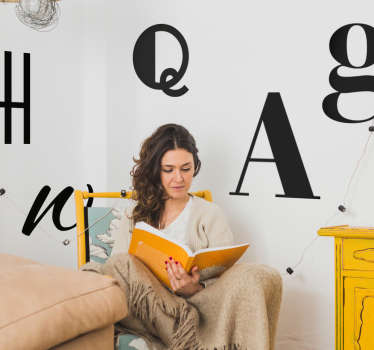 Modern alphabet text wall sticker - TenStickers