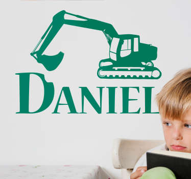 Muursticker naam graafmachine - TenStickers