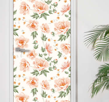 Adesivo de porta com flores - TenStickers
