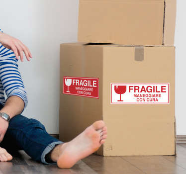 Label handle with care emoji sticker - TenStickers