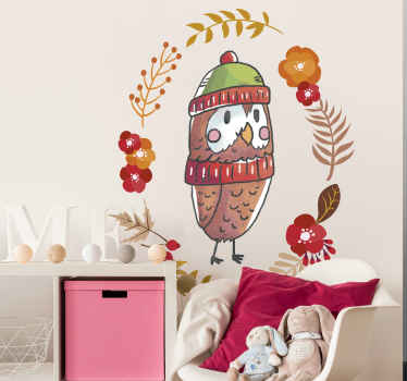 Vinilo decorativo pájaro búho otoño - TenVinilo