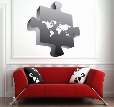 Wandtattoo 3D Puzzle mit Weltkarte - TenStickers