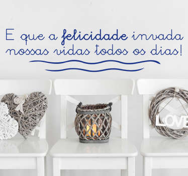 Vinil decorativo frase felicidade - TenStickers