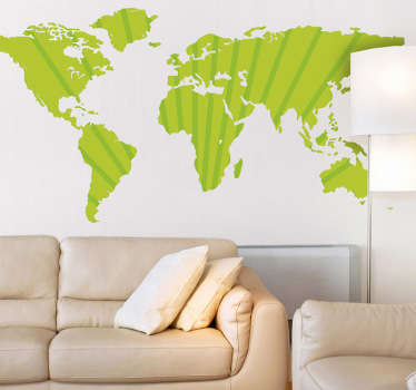 Green World Map Sticker - TenStickers