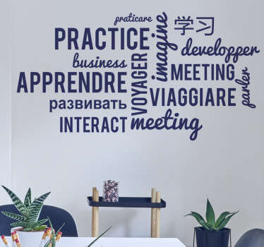 Language academy text wall sticker - TenStickers