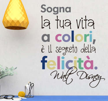 Scritta adesiva aforisma felicità Walt Disney - TenStickers