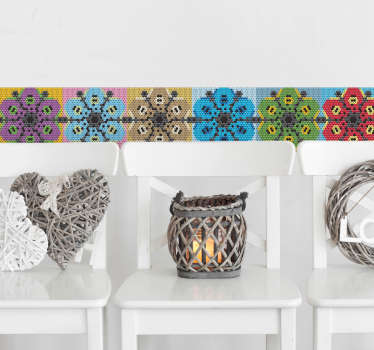 Huichol mandala væg kant klistermærke - TenStickers