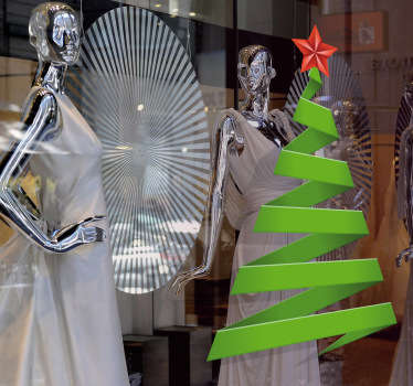 Vinilo navidad escaparate abeto verde - TenVinilo