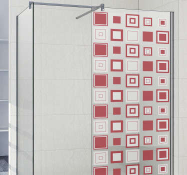 Sticker paroi de douche carrés rouges - TenStickers
