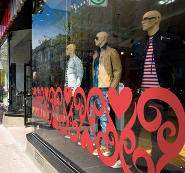 Hjerte mønster vindue klistermærke - TenStickers