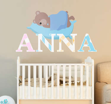 Wall decal bear pillow personalisable - TenStickers