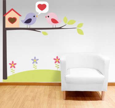 Vinilo decorativo pájaros enamorados - TenVinilo