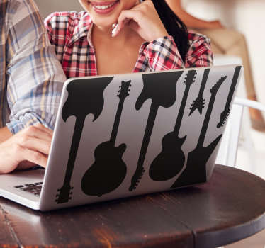 Guitars Pattern Laptop Sticker - TenStickers