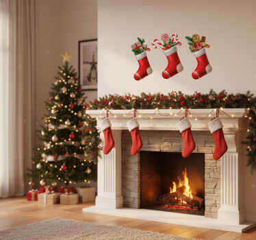 贴纸圣诞袜子糖果礼物 - TenStickers