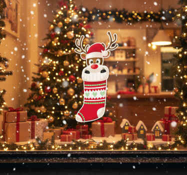 贴纸圣诞驯鹿袜子 - TenStickers